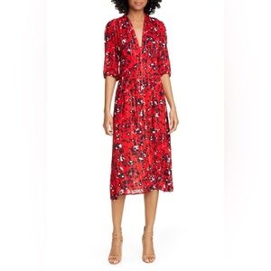 ba&sh Red Floral Midi Dress